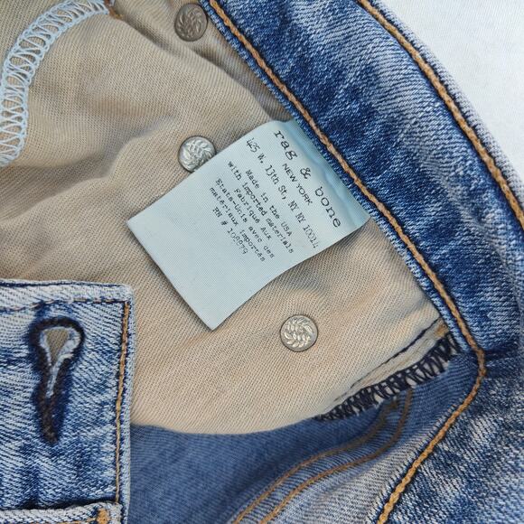 Rag & Bone/JEAN High Rise Skinny Jeans 26 Blue w/ Pink Side Stripe - Picture 6 of 9